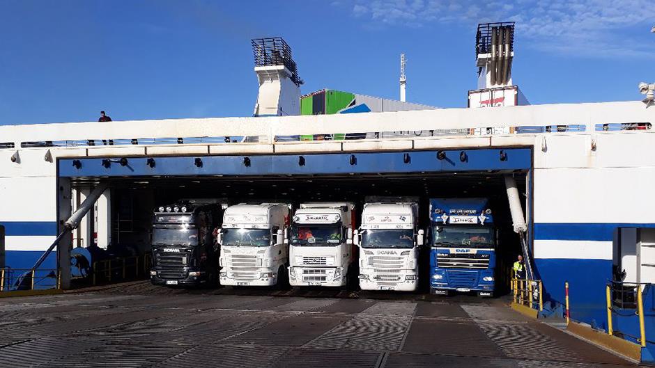 Five lorries peaking out of Finnswan