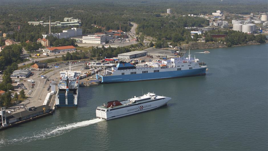 Aerial photo of port of Nynäshamn