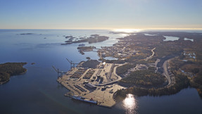 Flygbild över Stockholm Norvik Hamn