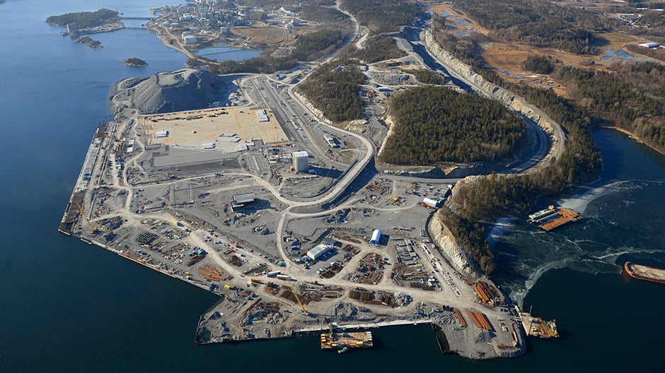 Aerial view of Stockholm Norvik Port in March 2019