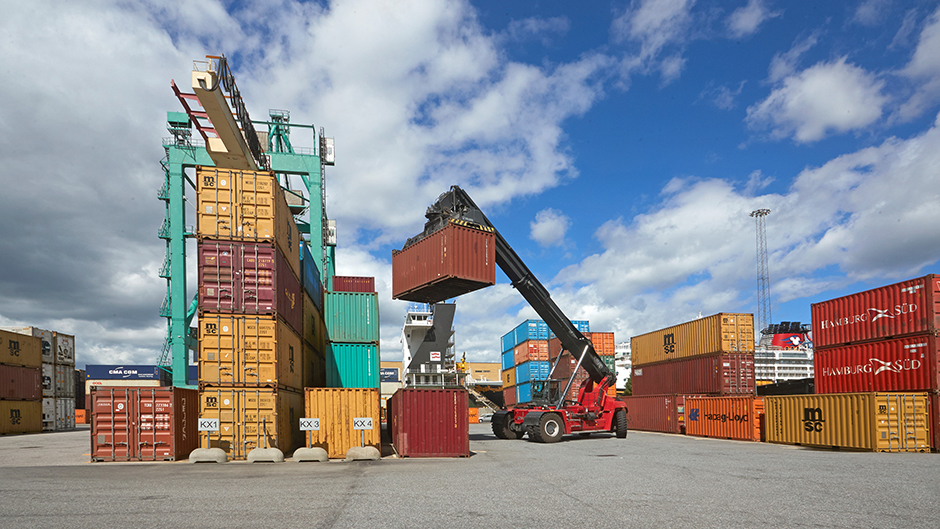 Container truck at the container terminal