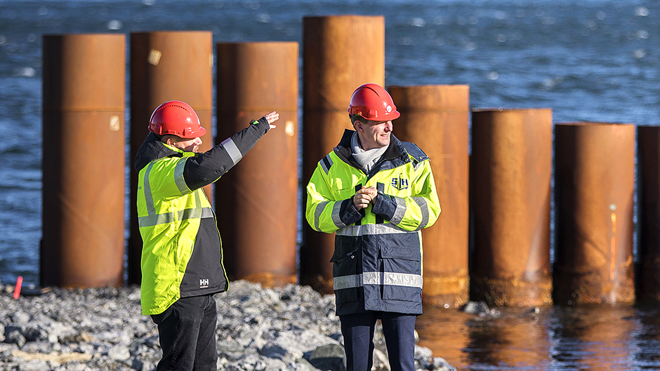 Markus Johansson and Nicklas Ebersson at the construction site of Stockholm Norvik Port