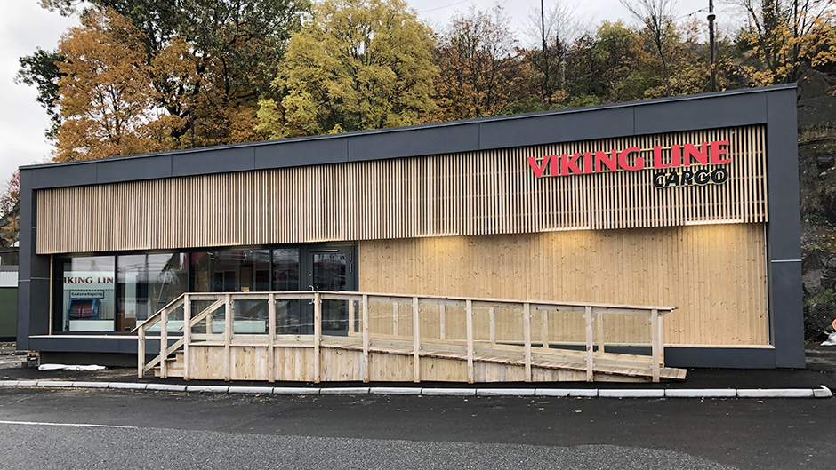The exterior of the new cargo building