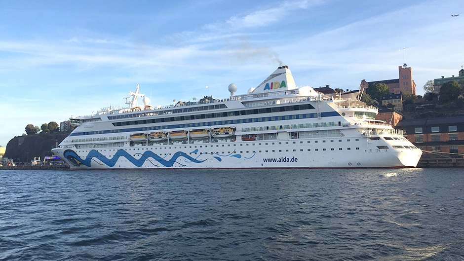 The cruise vessel Aidaaura at Stadsgården a sunny day