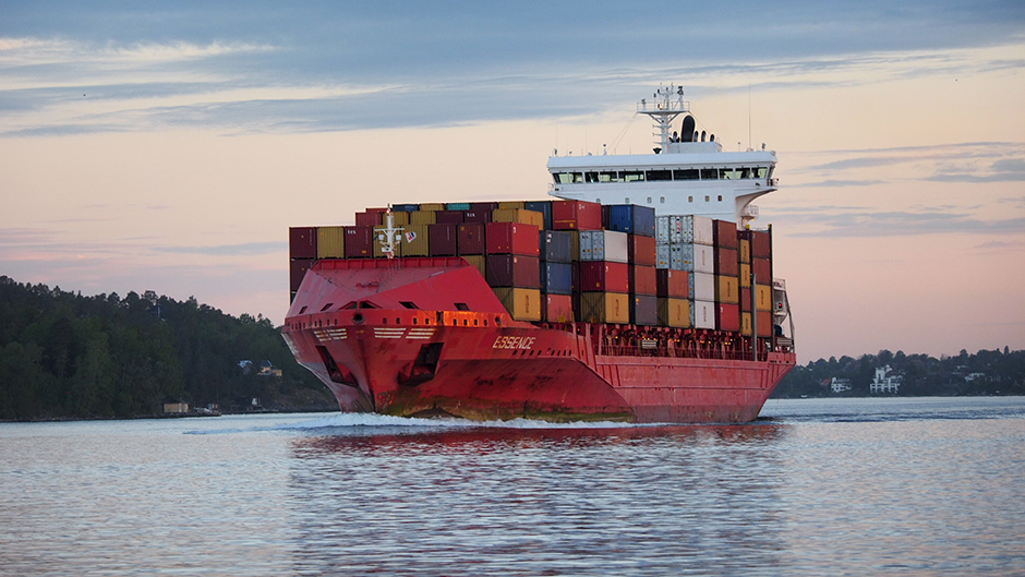 The very last container ship arriving at Frihamnen port