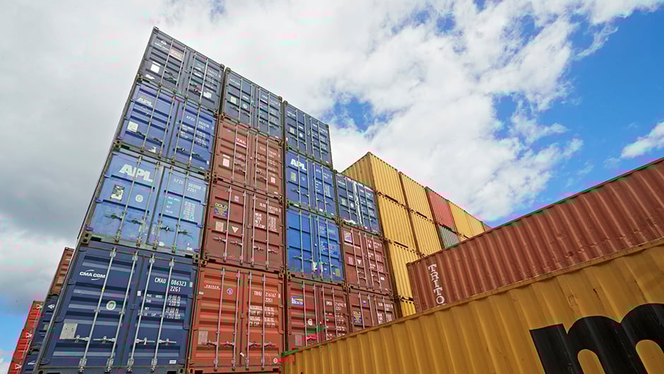 Containers stacked on top of each other