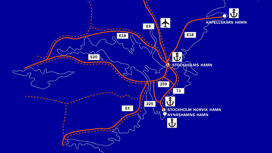 Map of Port of Stockholm´s ports