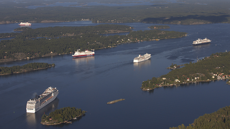Four vessels in the Stockholm archipelago