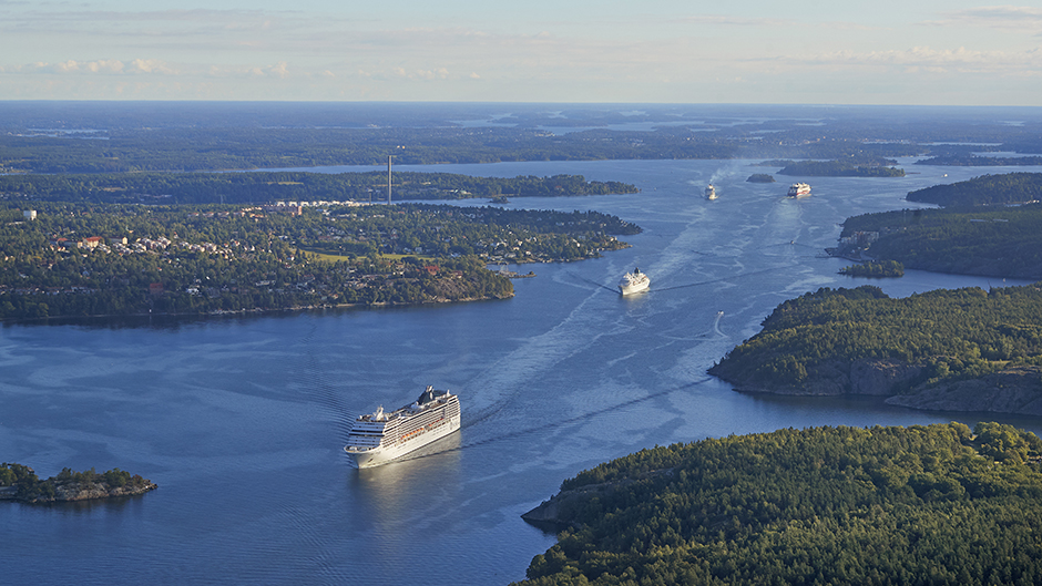 Aerial view of the fairway into Stockholm