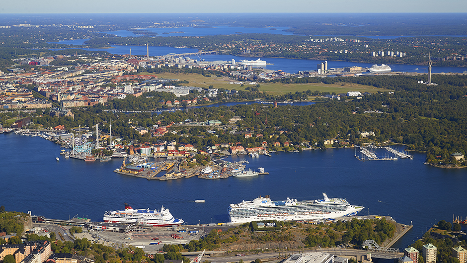 Aerial view of central Stockholm