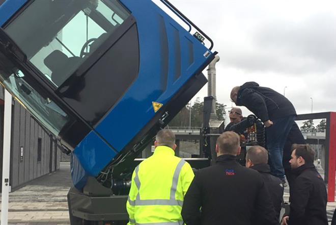 Project members taking a look at the RoRo-tractor
