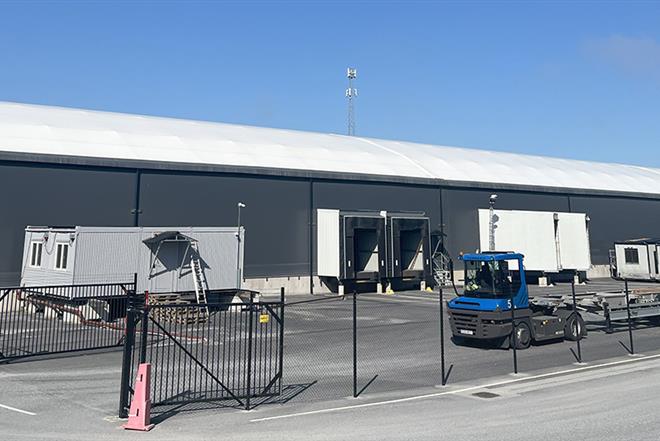 The outside of the warehouse