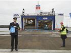 A corona safe plaque ceremony in front of Stena Line´s ferry